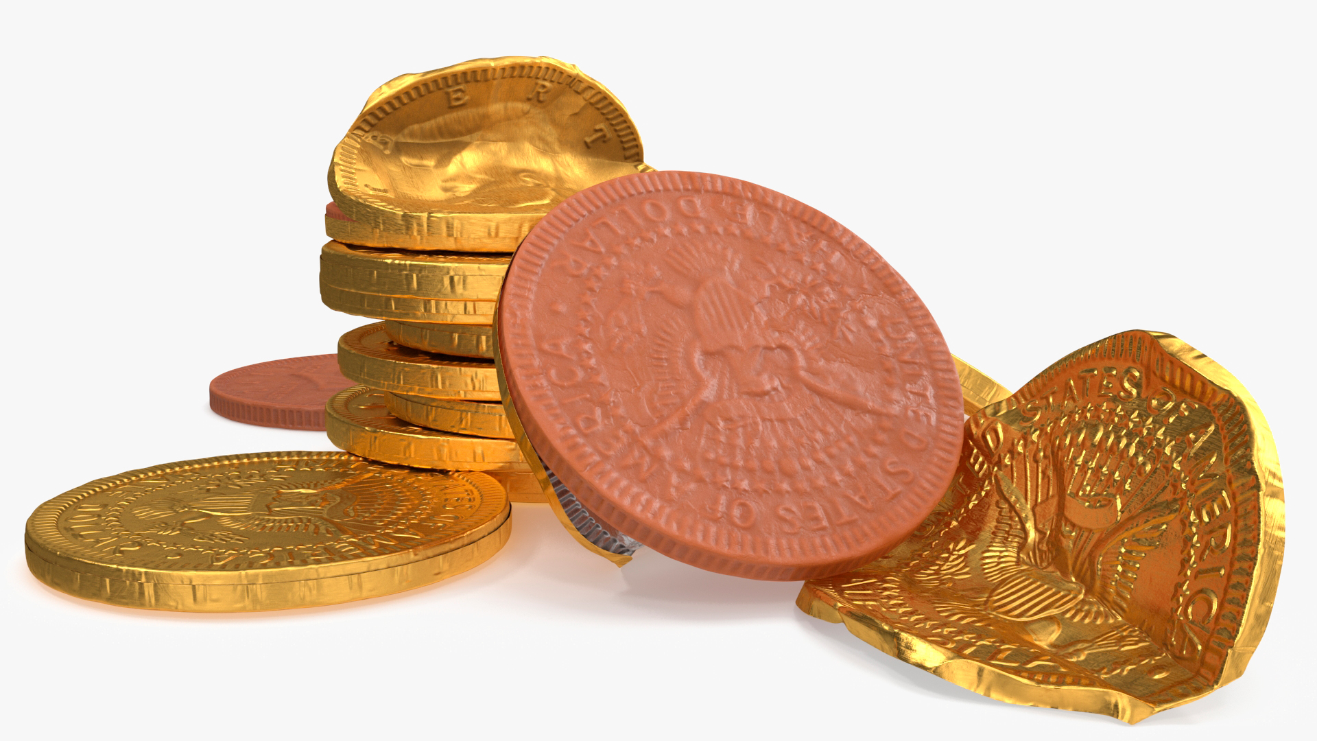 Milk Chocolate Half Dollar Golden Coins 3D model