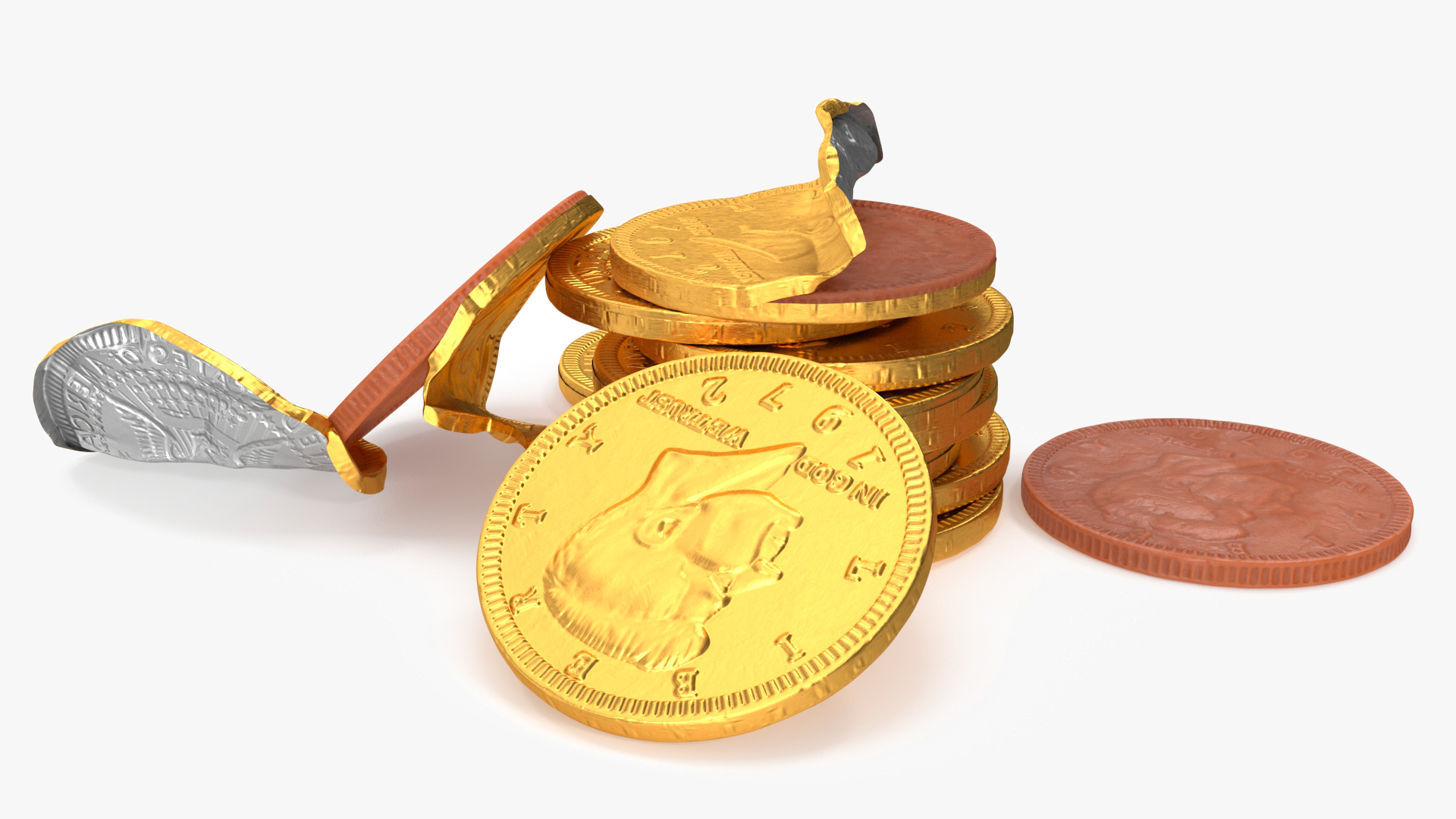 Milk Chocolate Half Dollar Golden Coins 3D model