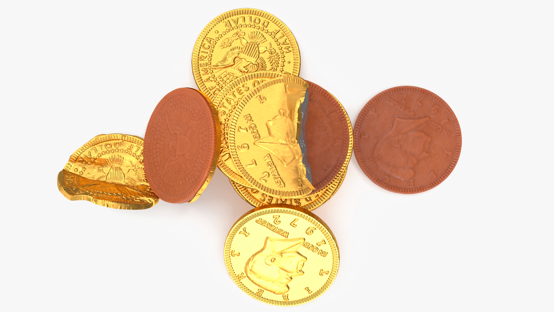 Milk Chocolate Half Dollar Golden Coins 3D model