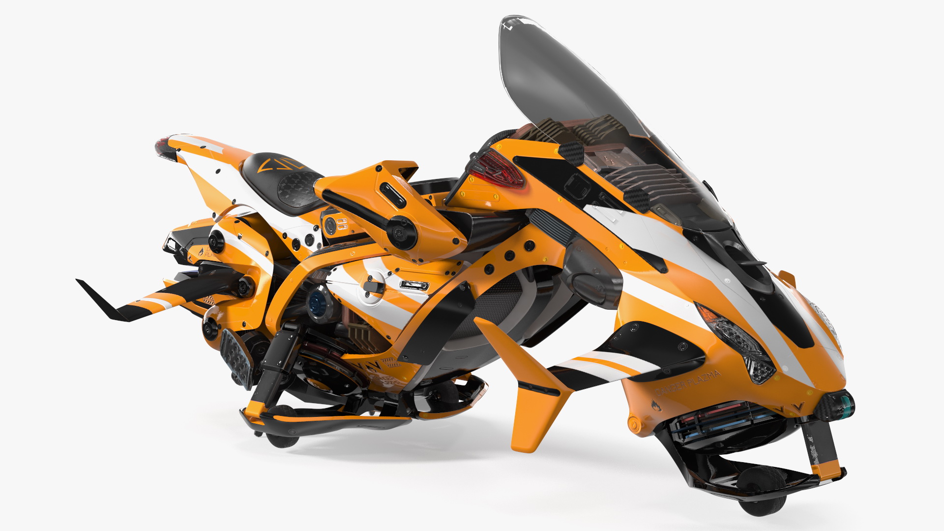 Scifi Fly Motorcycle Yellow Rigged 3D model