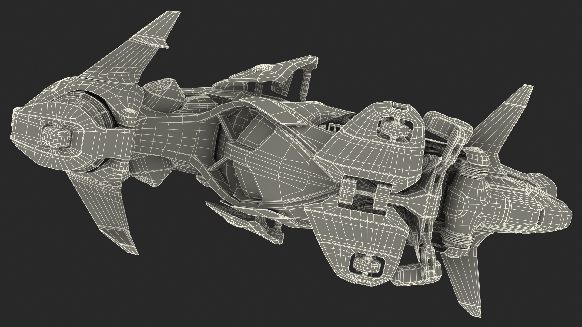 Scifi Fly Motorcycle Yellow Rigged 3D model