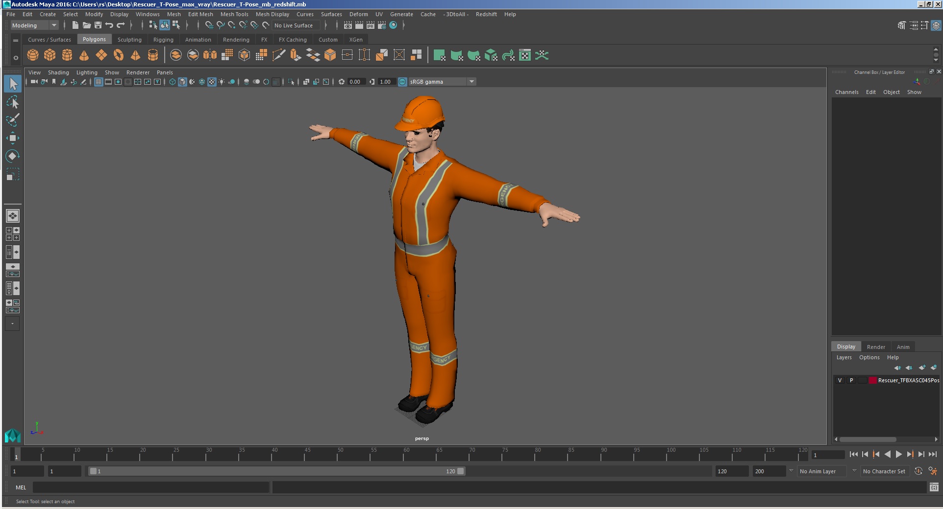 Rescuer T-Pose 3D model