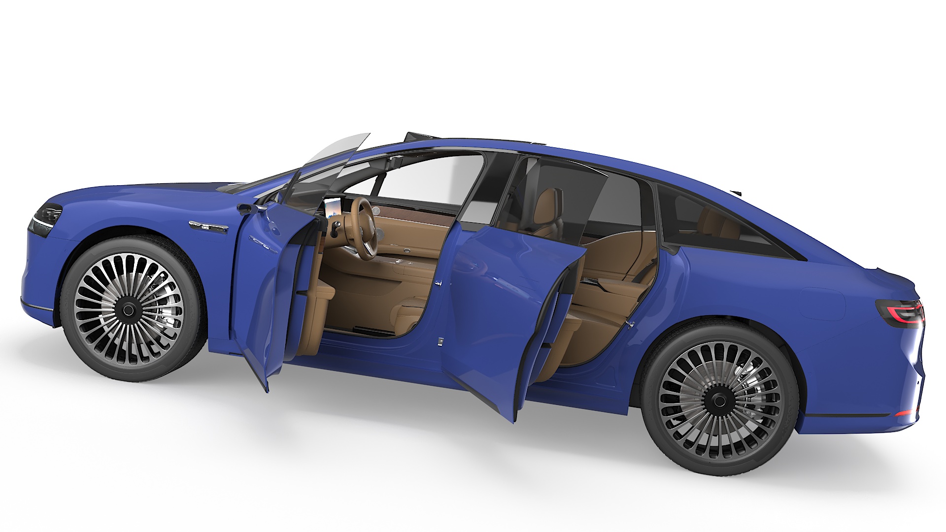 Urban Electric Sedan Car Blue 3D model