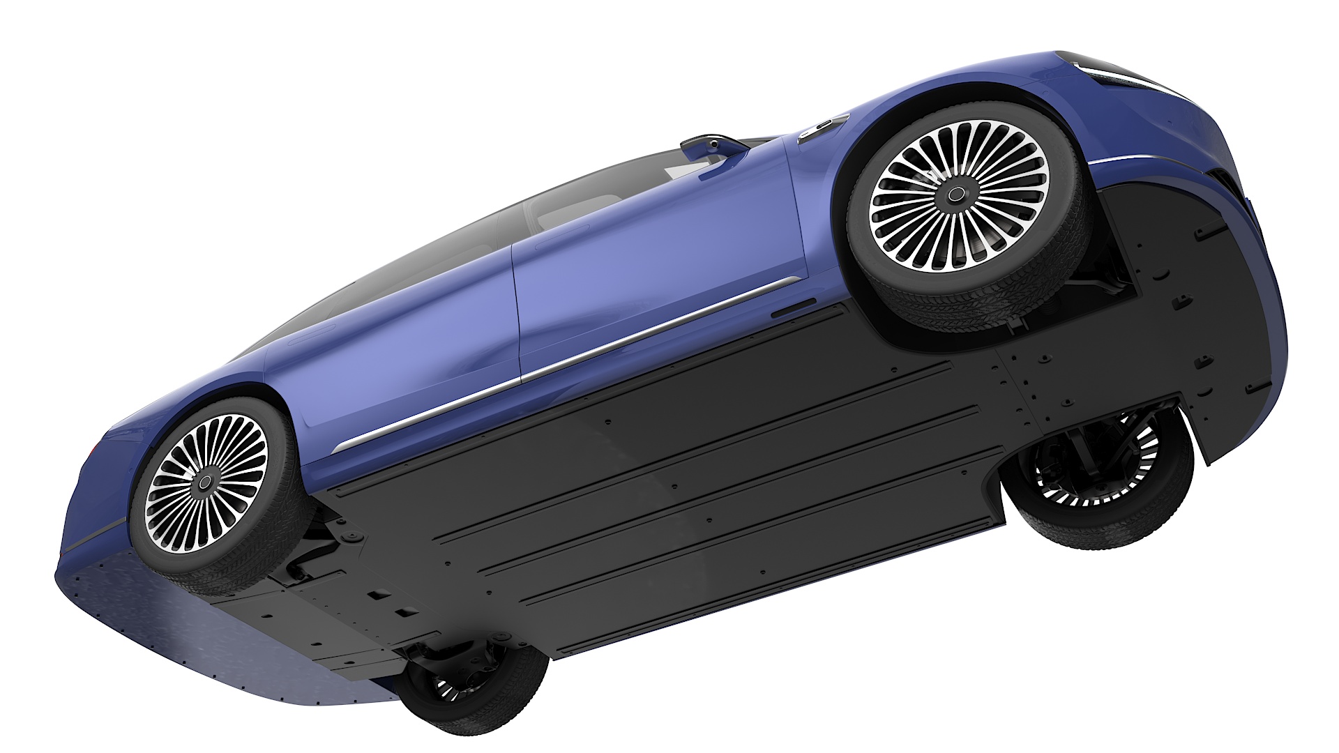 Urban Electric Sedan Car Blue 3D model