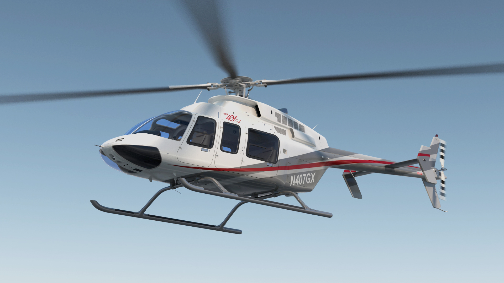 Bell 407 GX Utility Helicopter Rigged 3D