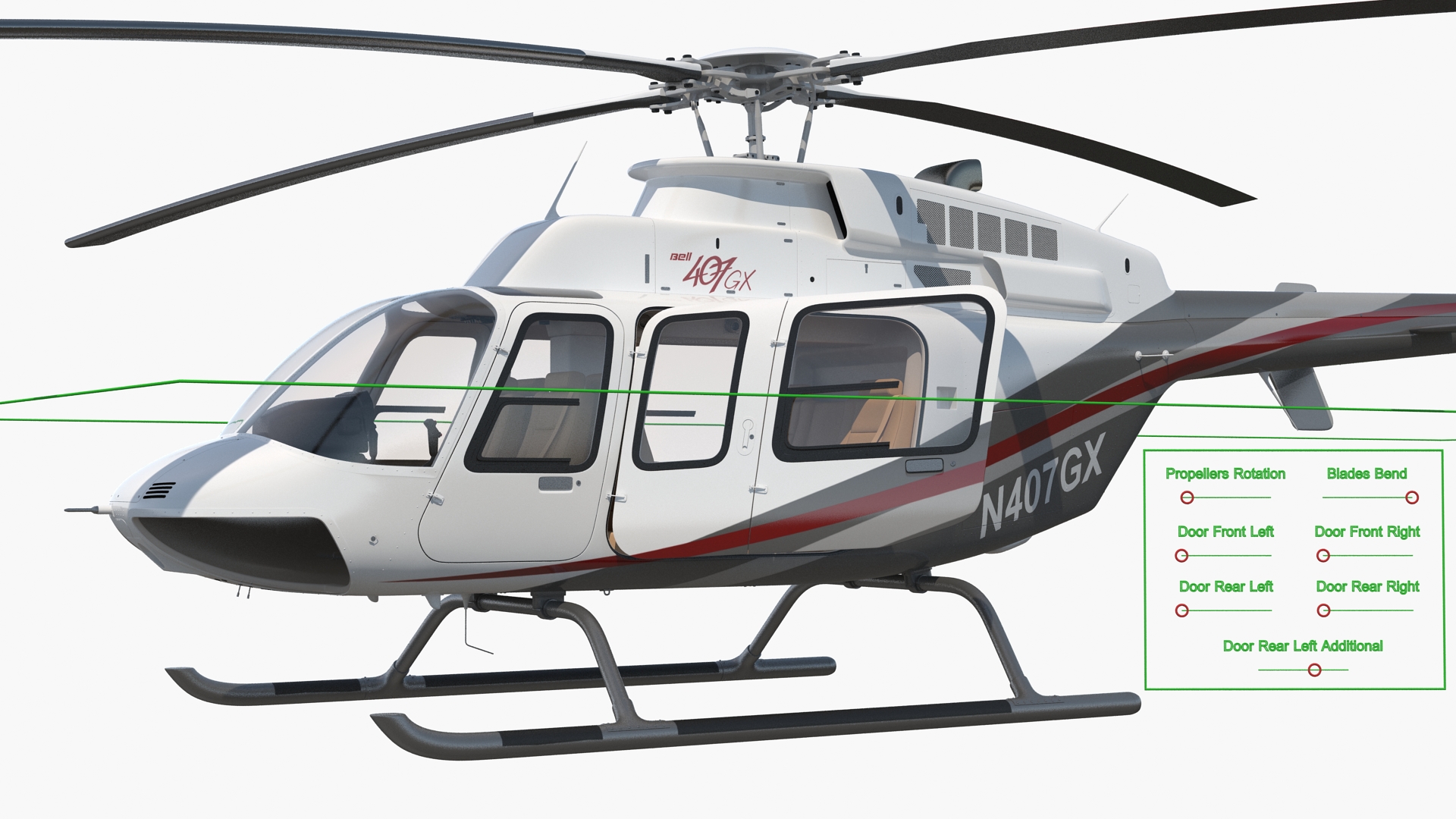 Bell 407 GX Utility Helicopter Rigged 3D