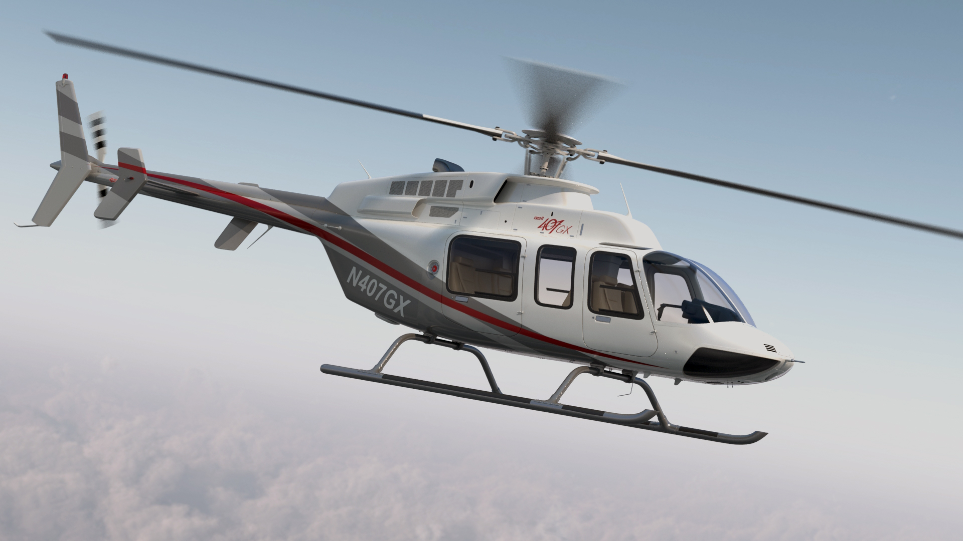 Bell 407 GX Utility Helicopter Rigged 3D