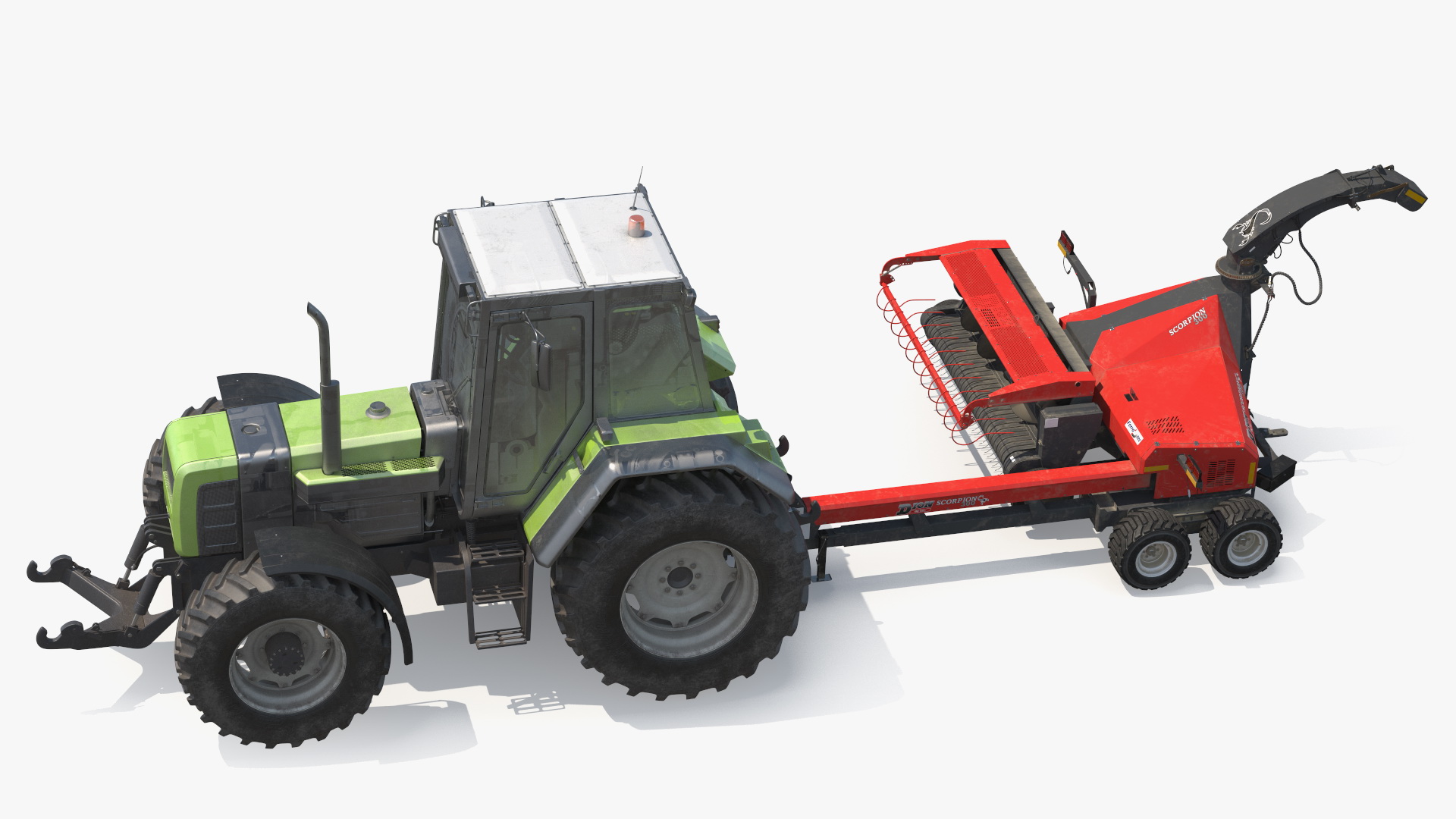 3D Wheel Tractor with Forage Harvester Dirty