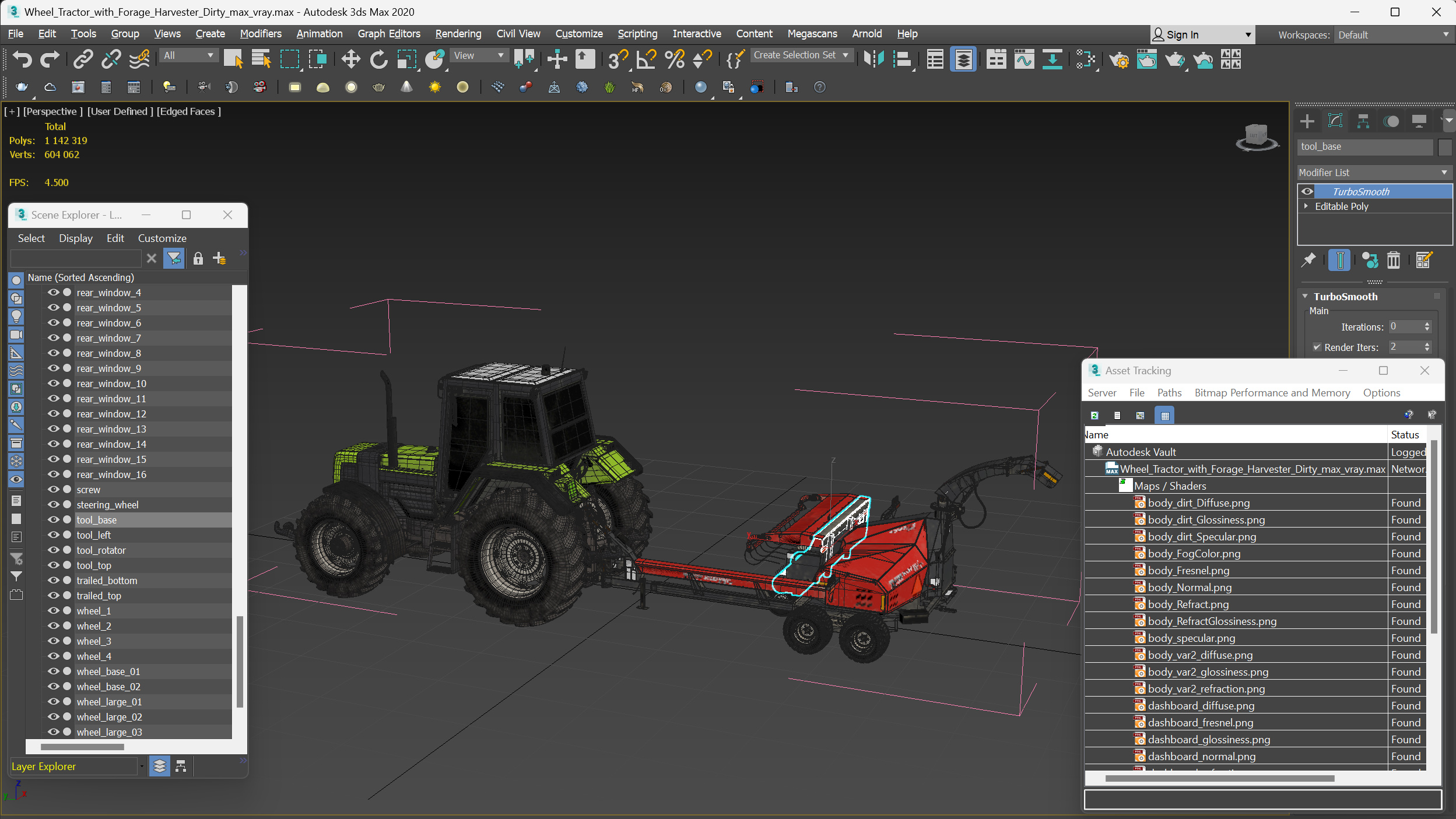 3D Wheel Tractor with Forage Harvester Dirty