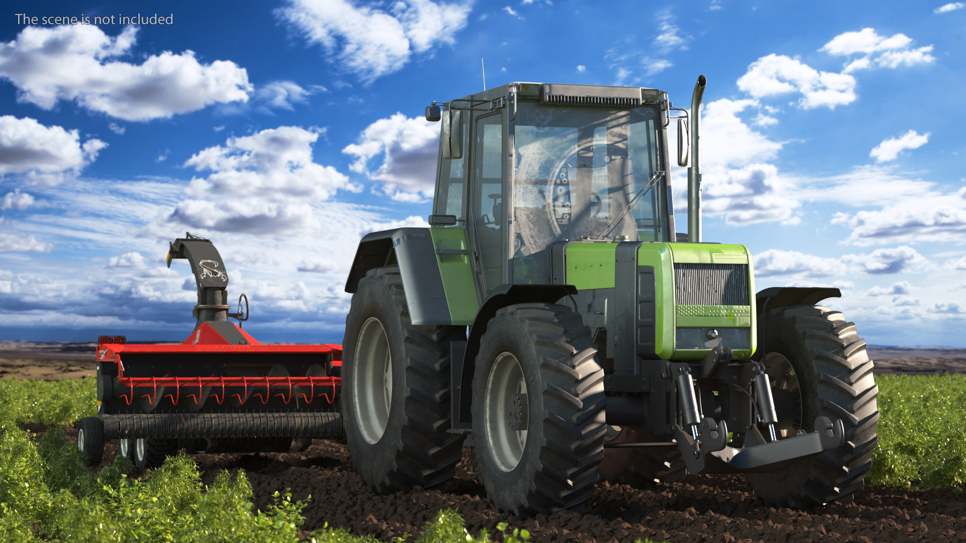 3D Wheel Tractor with Forage Harvester Dirty