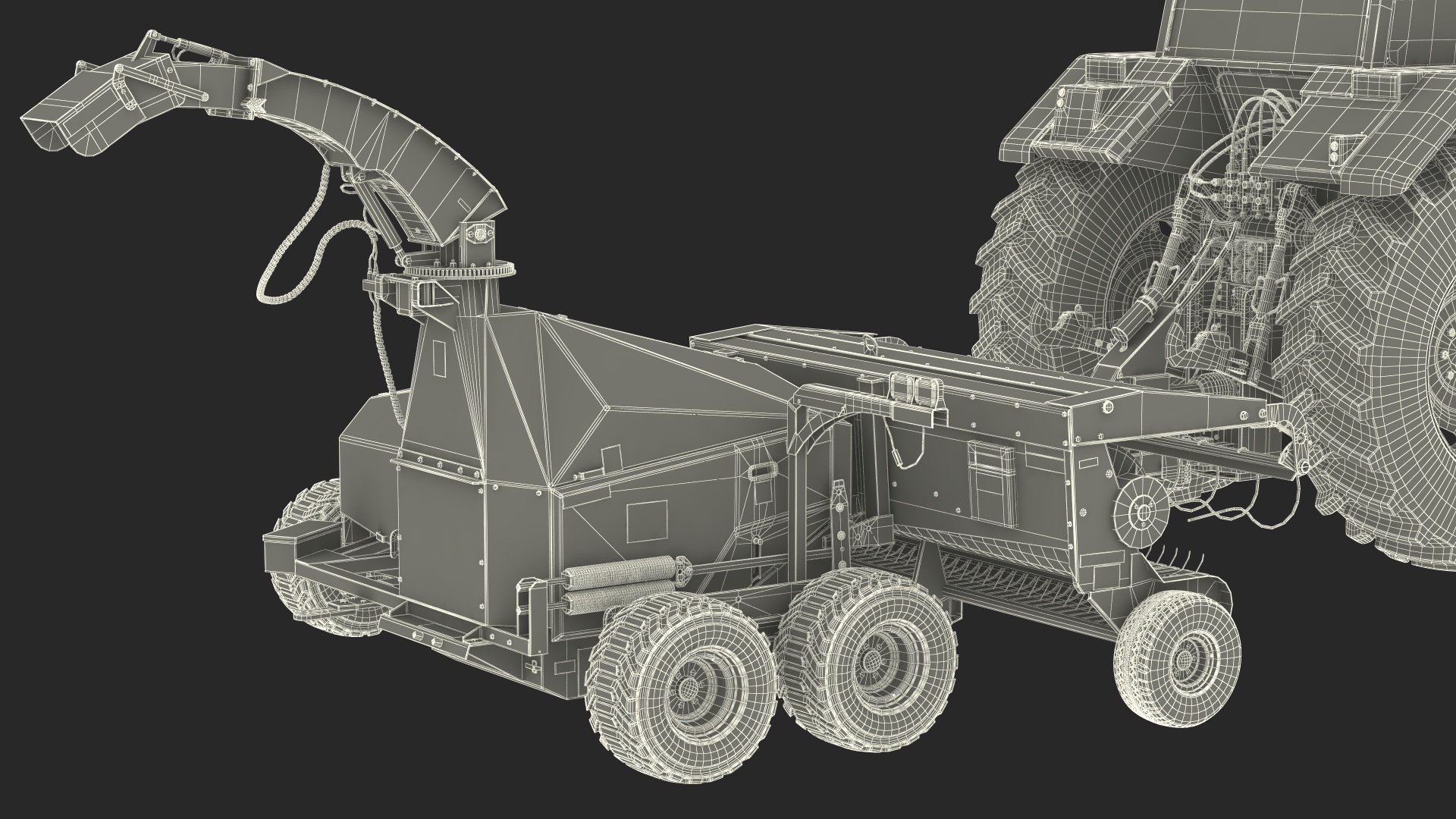 3D Wheel Tractor with Forage Harvester Dirty