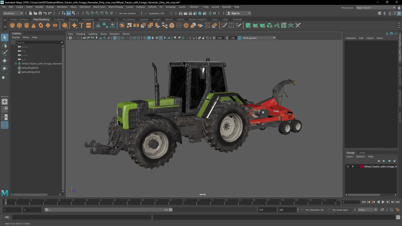 3D Wheel Tractor with Forage Harvester Dirty