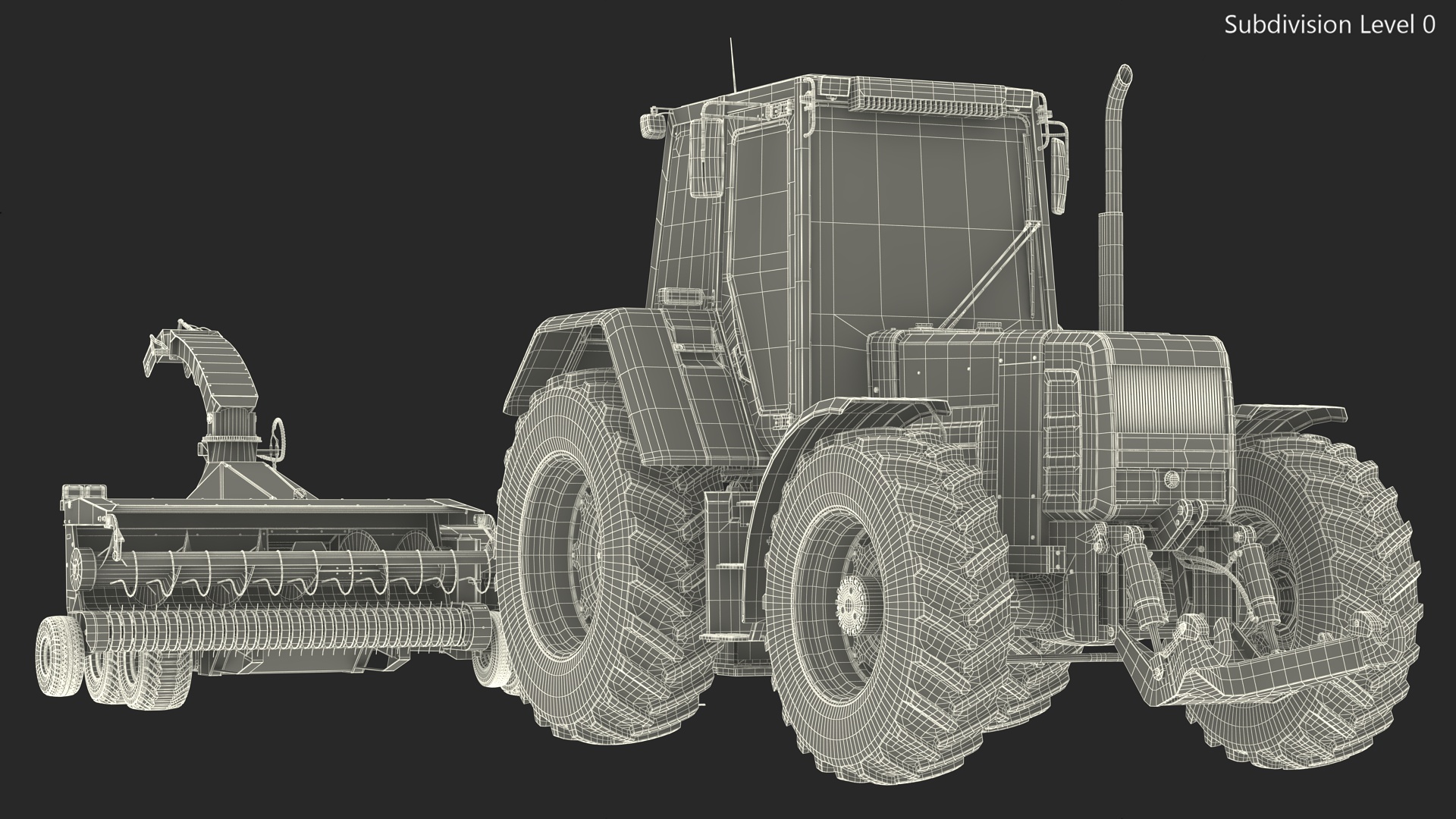 3D Wheel Tractor with Forage Harvester Dirty