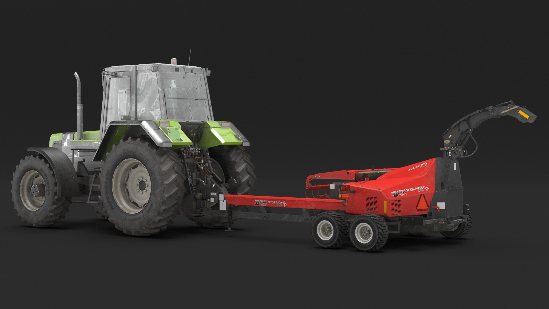 3D Wheel Tractor with Forage Harvester Dirty