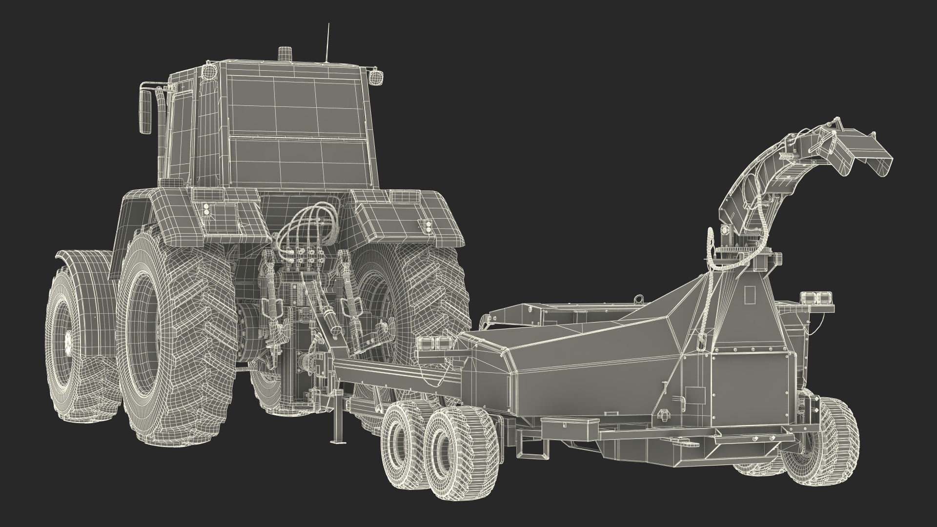 3D Wheel Tractor with Forage Harvester Dirty