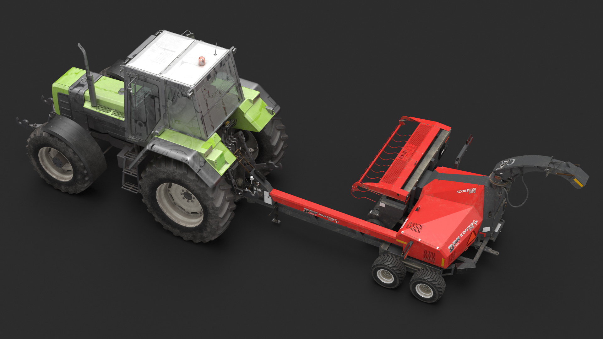 3D Wheel Tractor with Forage Harvester Dirty