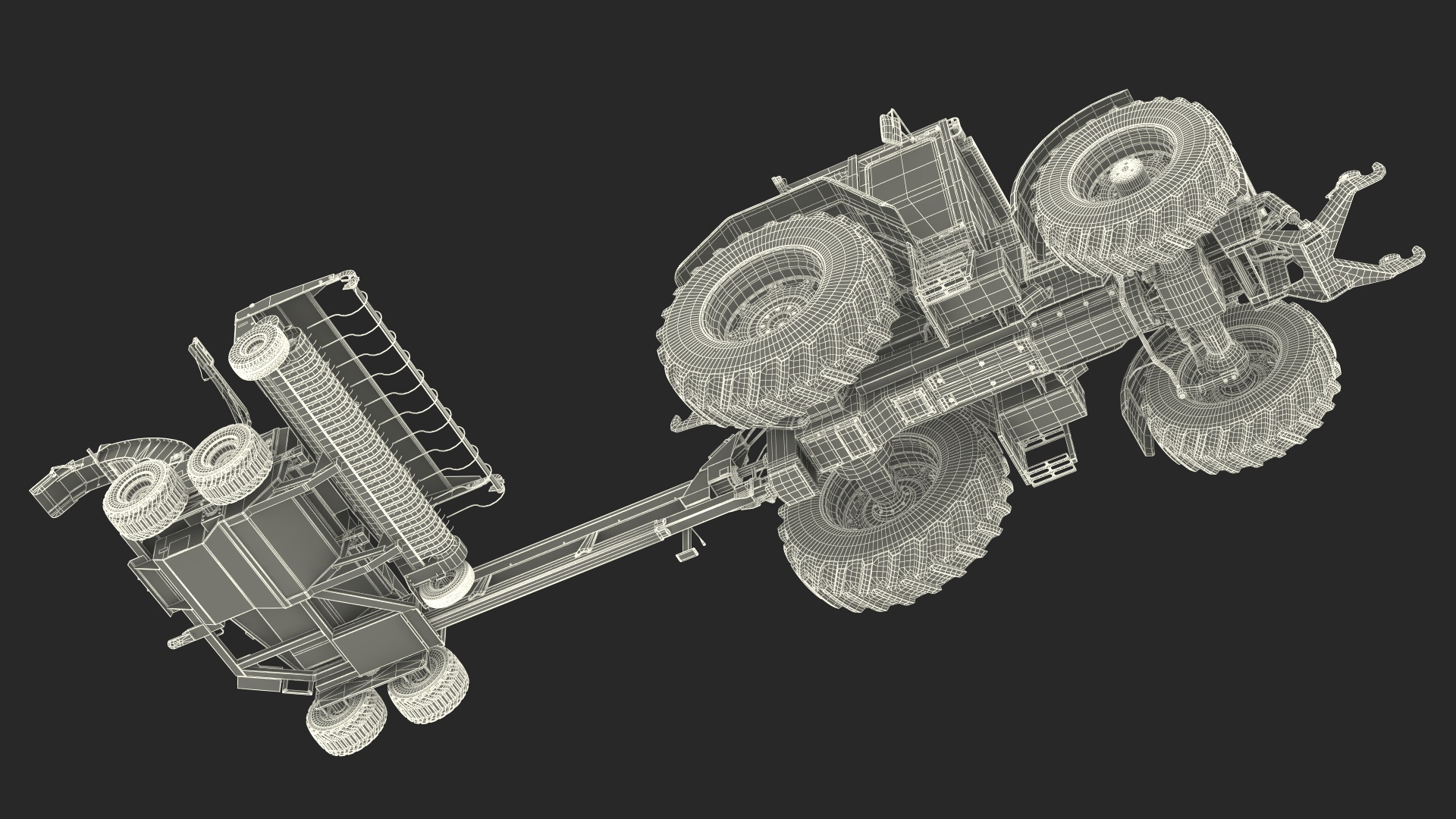 3D Wheel Tractor with Forage Harvester Dirty