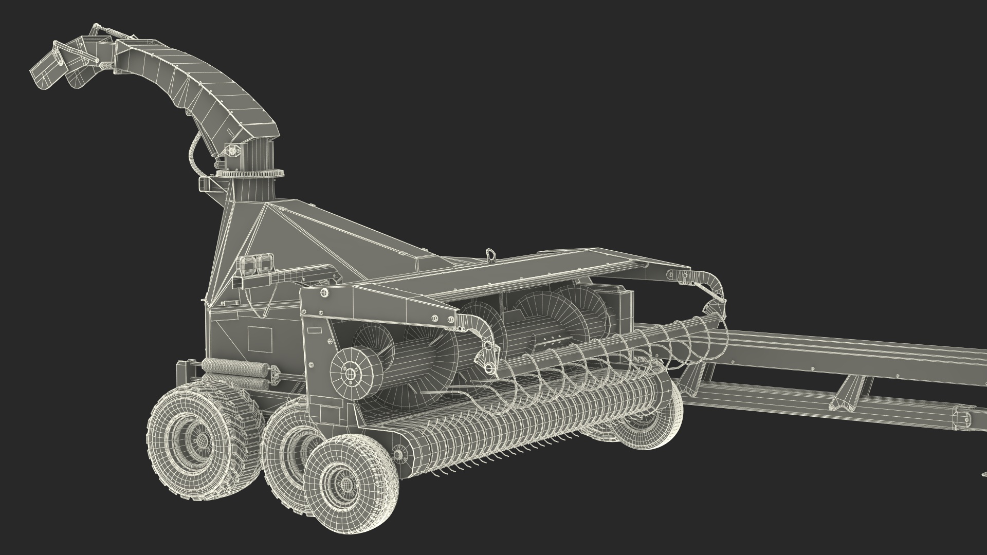 3D Wheel Tractor with Forage Harvester Dirty