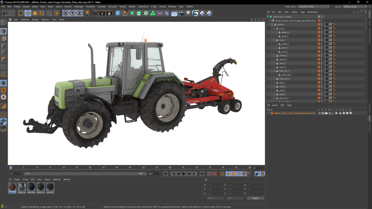 3D Wheel Tractor with Forage Harvester Dirty