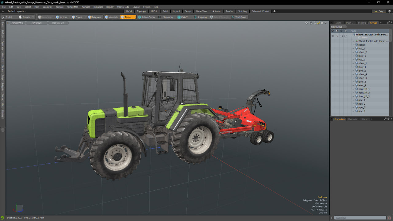 3D Wheel Tractor with Forage Harvester Dirty