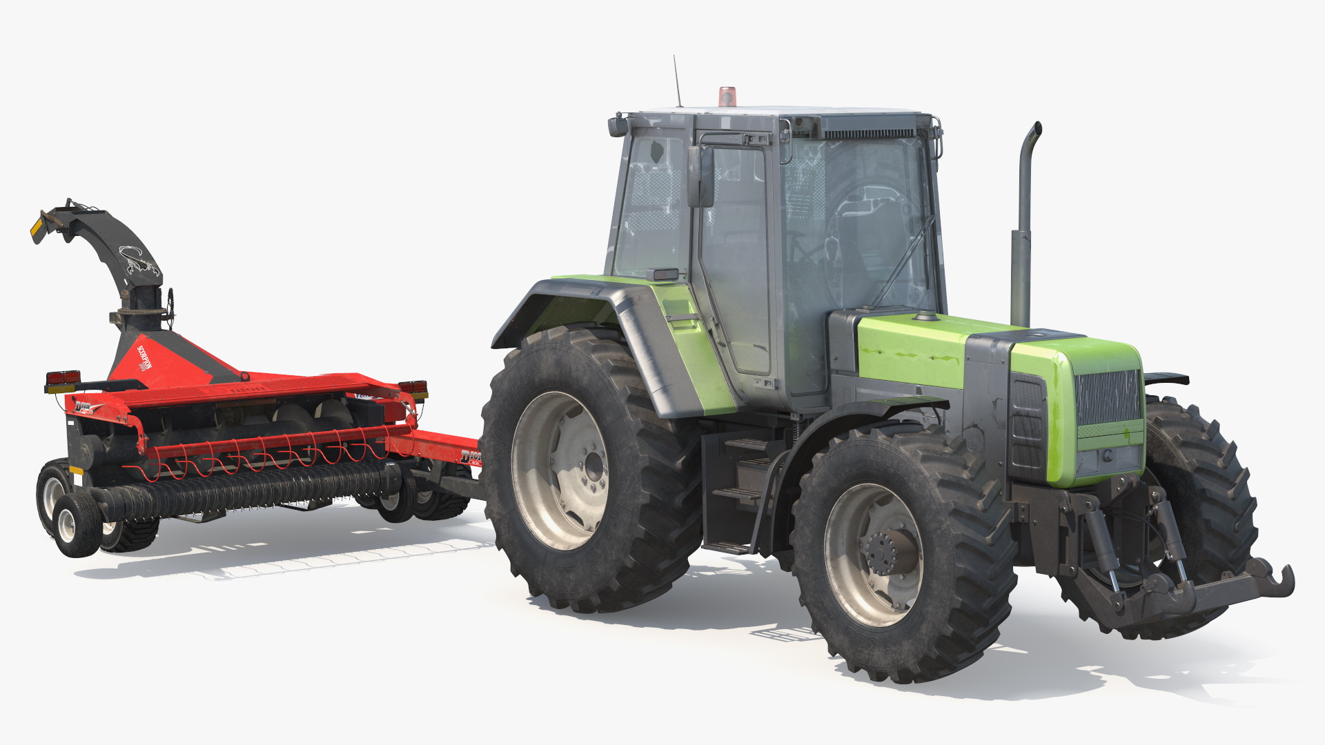 3D Wheel Tractor with Forage Harvester Dirty