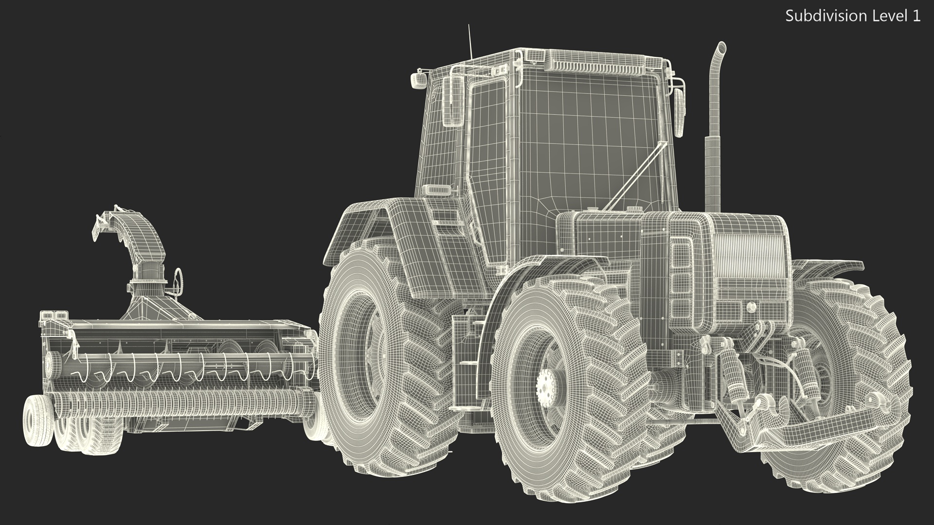 3D Wheel Tractor with Forage Harvester Dirty