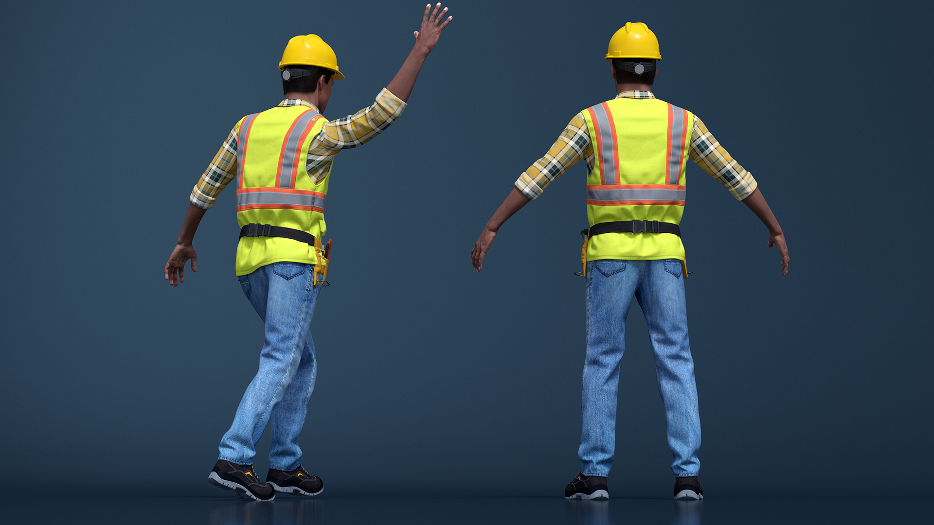 3D model Construction Worker Fur Rigged