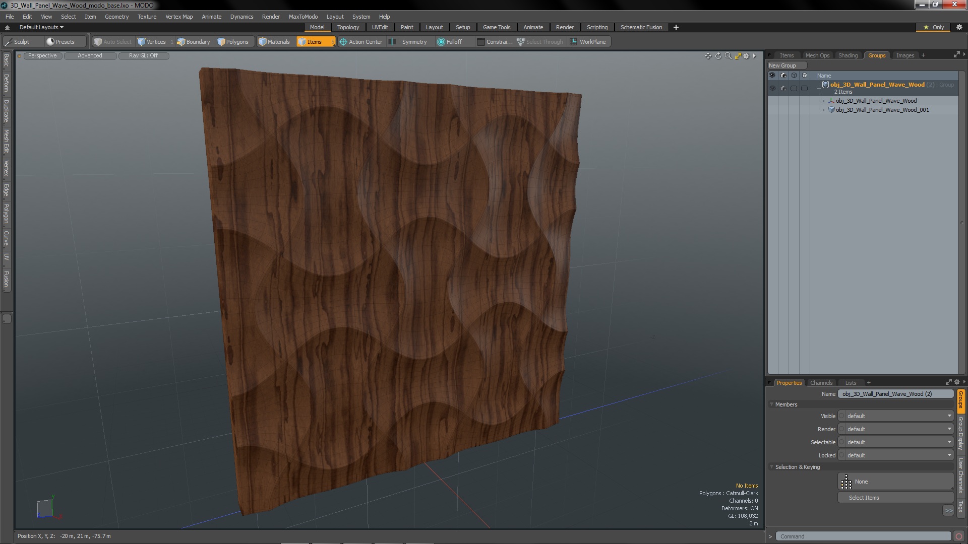 3D 3D Wall Panel Wave Wood model