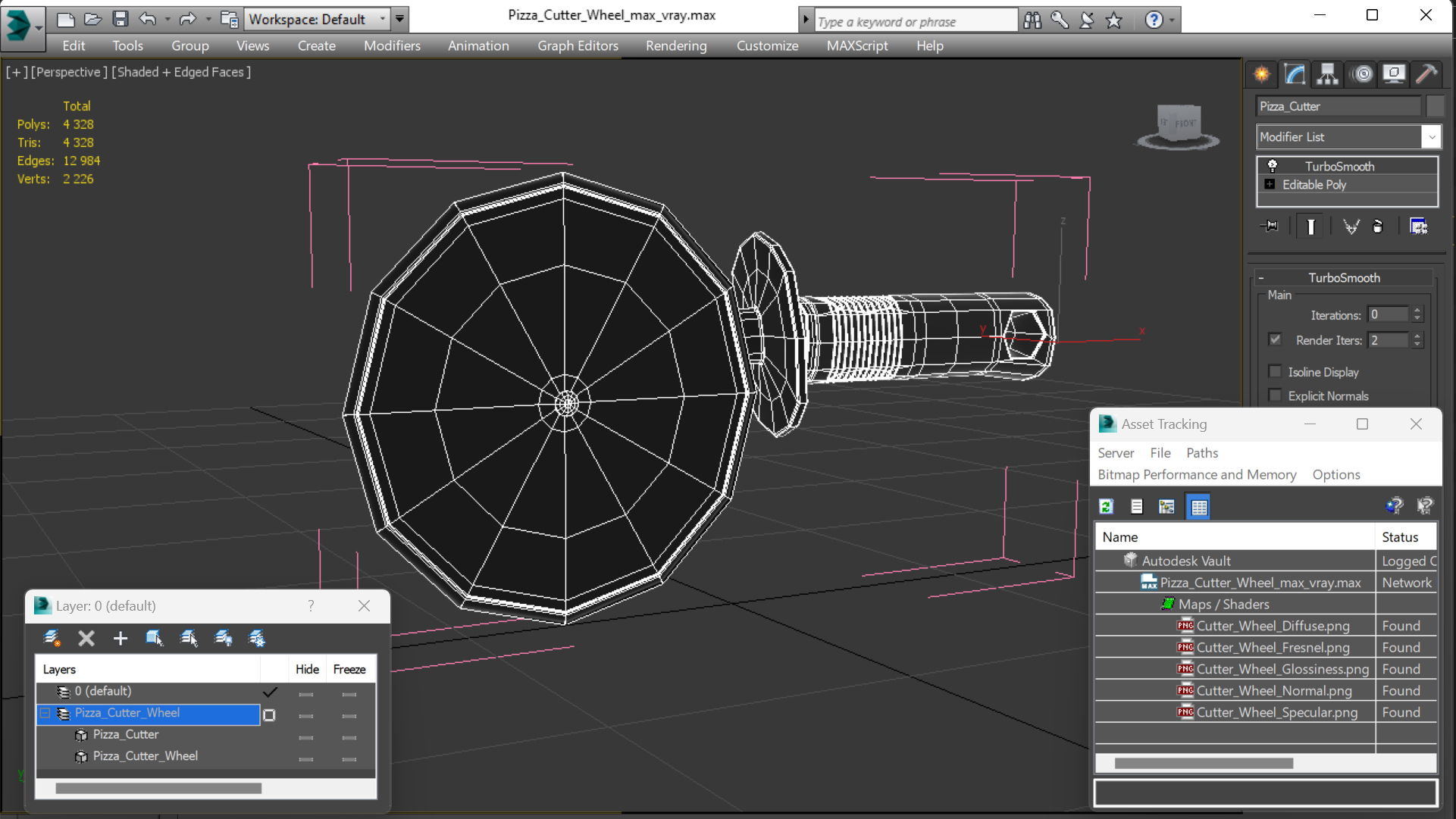 3D Pizza Cutter Wheel model