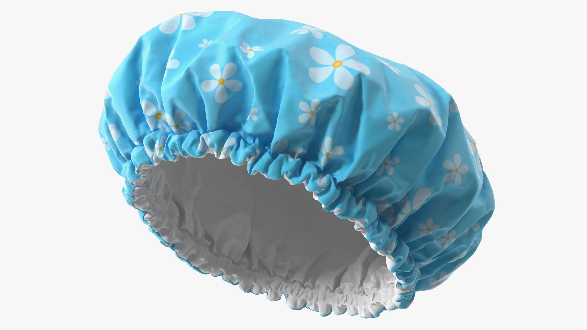 Satin Lined Shower Cap Blue 3D