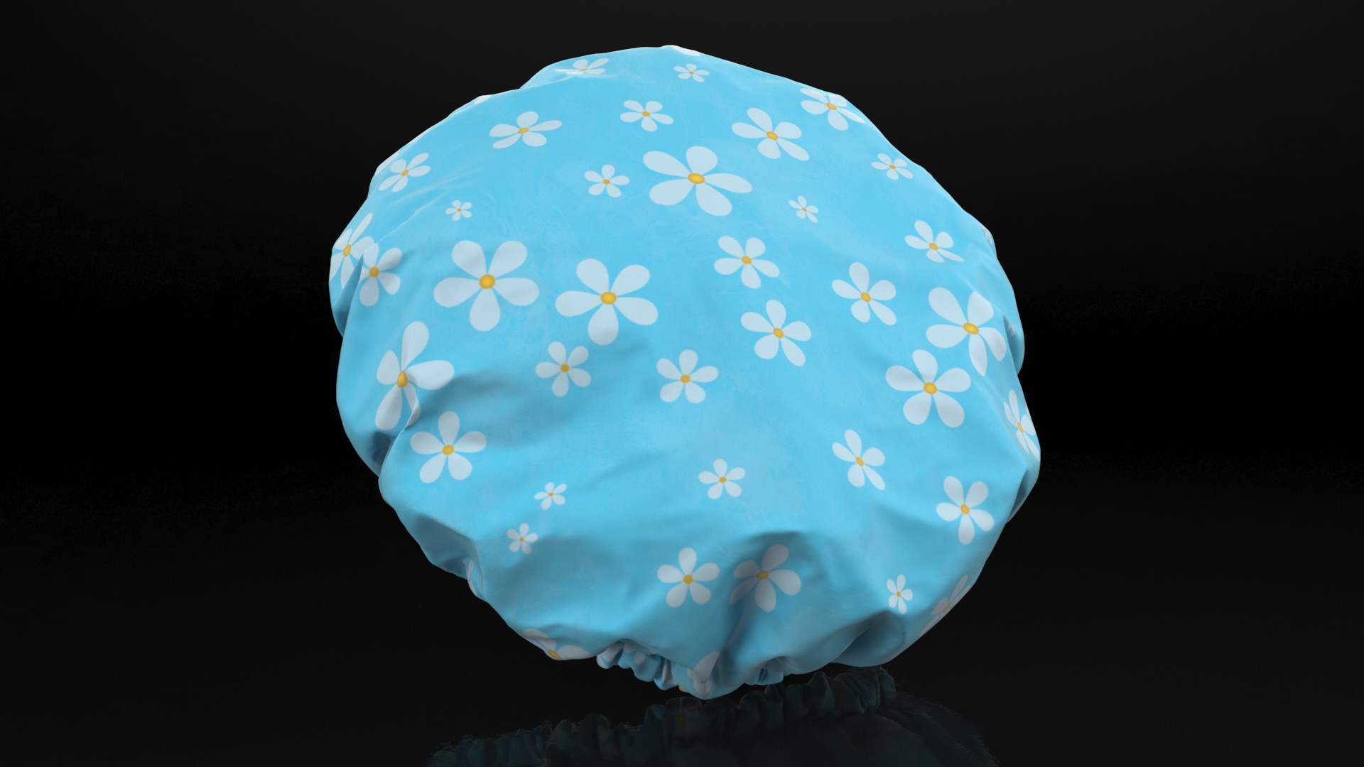 Satin Lined Shower Cap Blue 3D