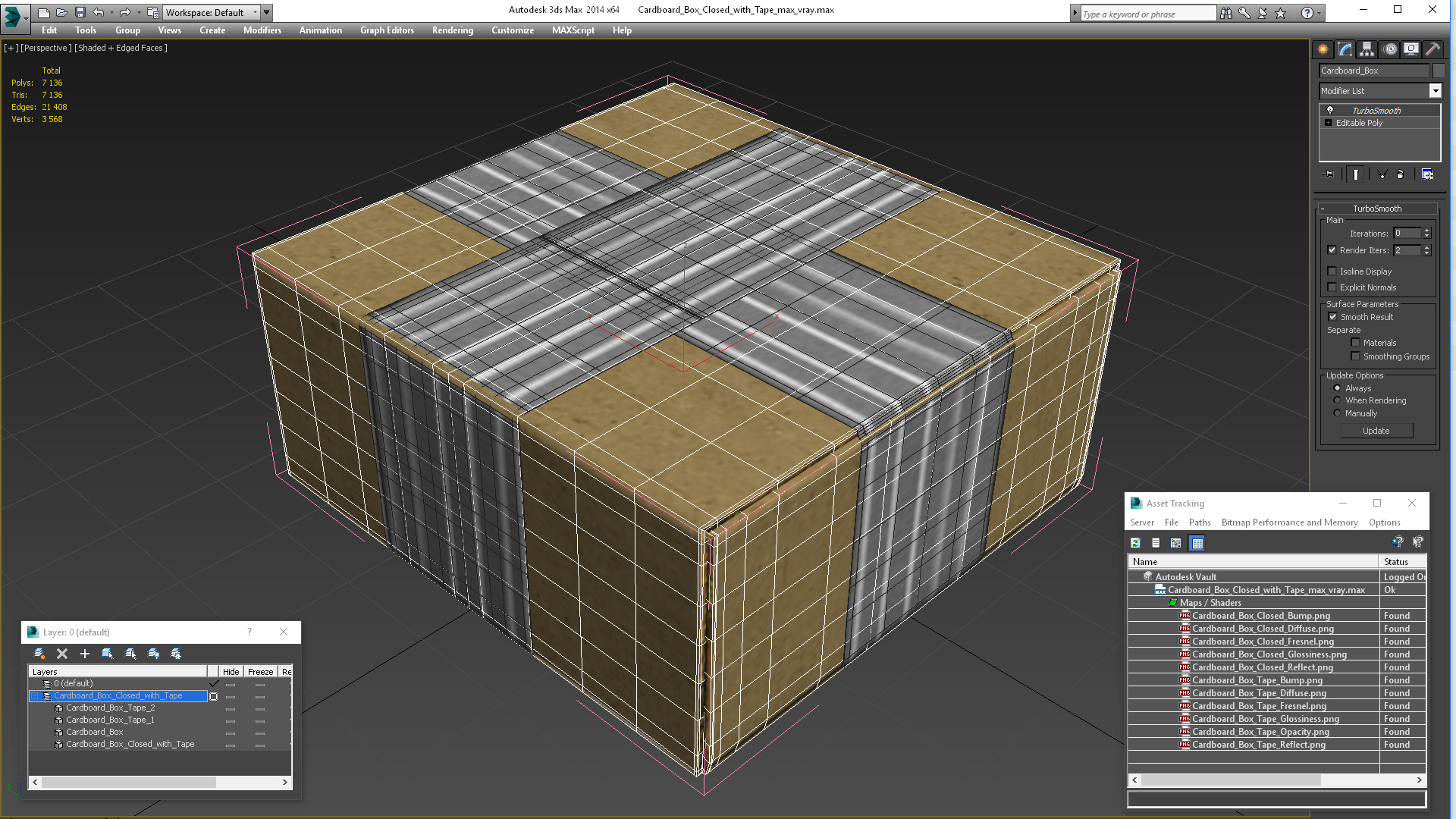 3D model Cardboard Box Closed with Tape