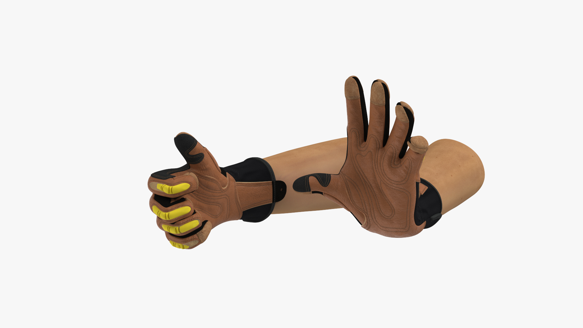 3D Hands in Safety Leather Neoprene Gloves Rigged