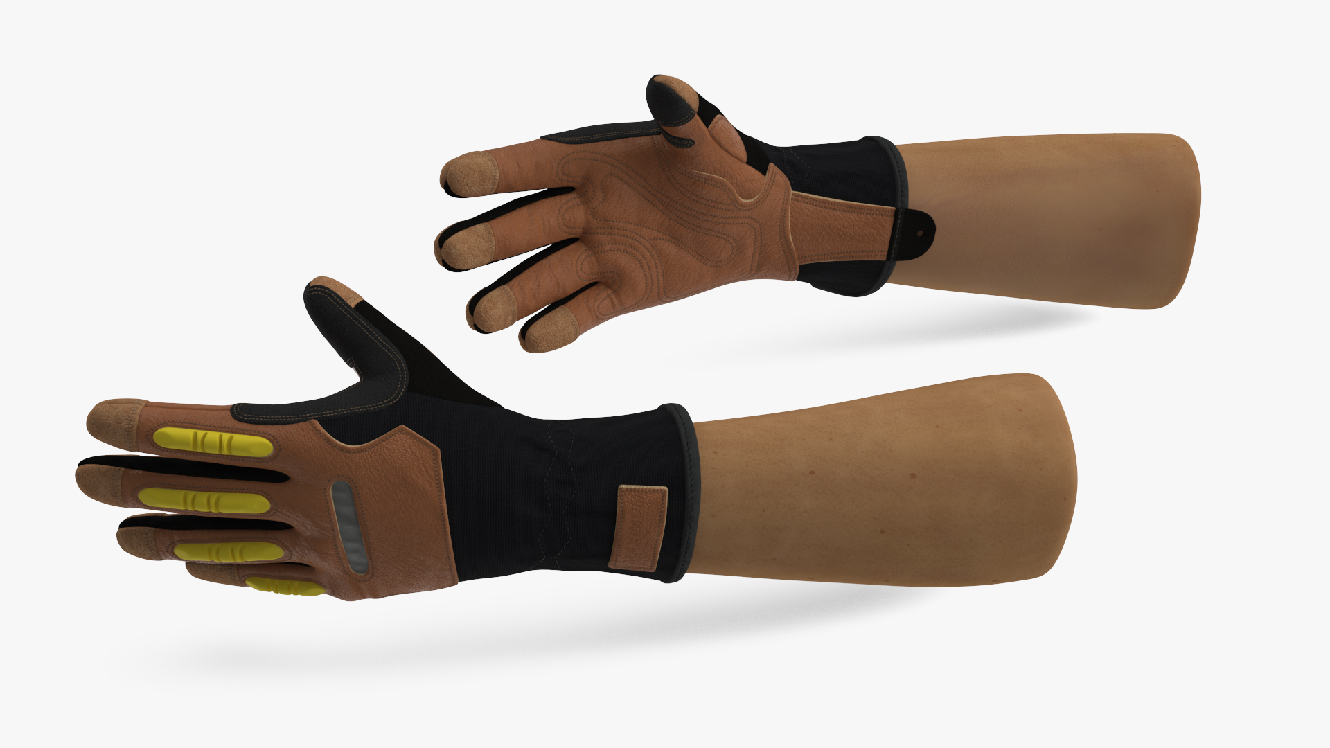 3D Hands in Safety Leather Neoprene Gloves Rigged