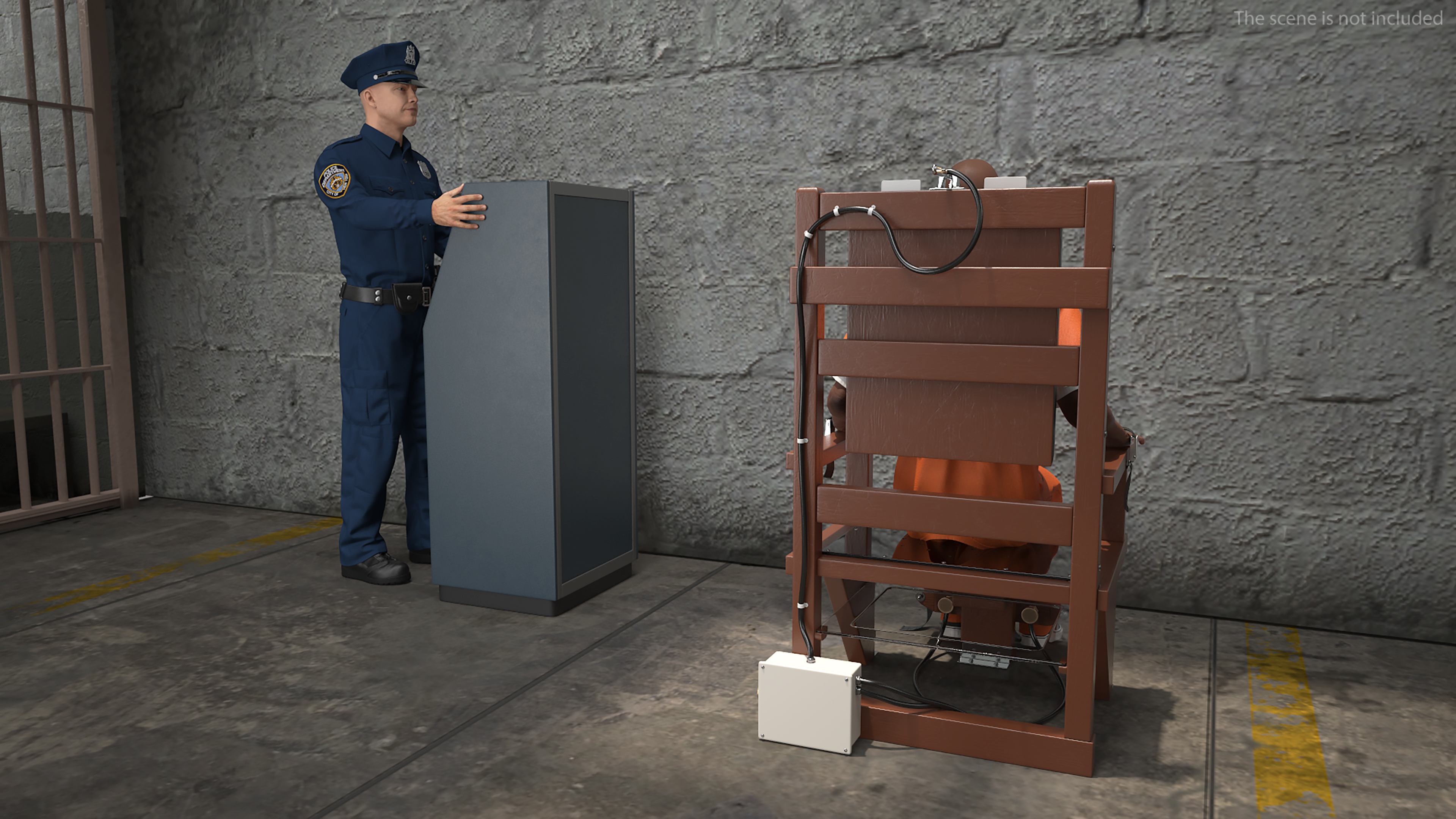 3D Prisoner on Electric Chair and Officer model