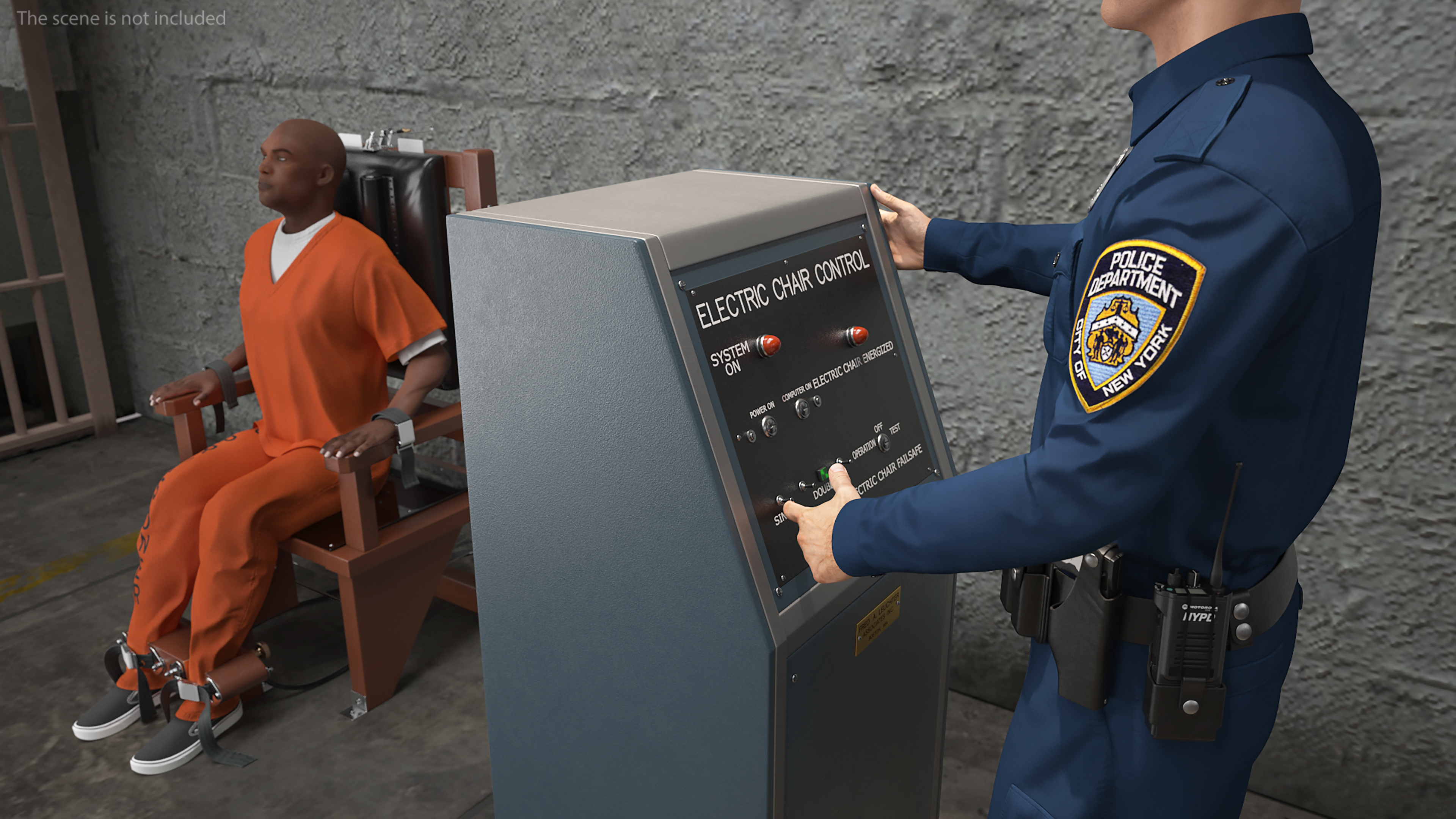 3D Prisoner on Electric Chair and Officer model