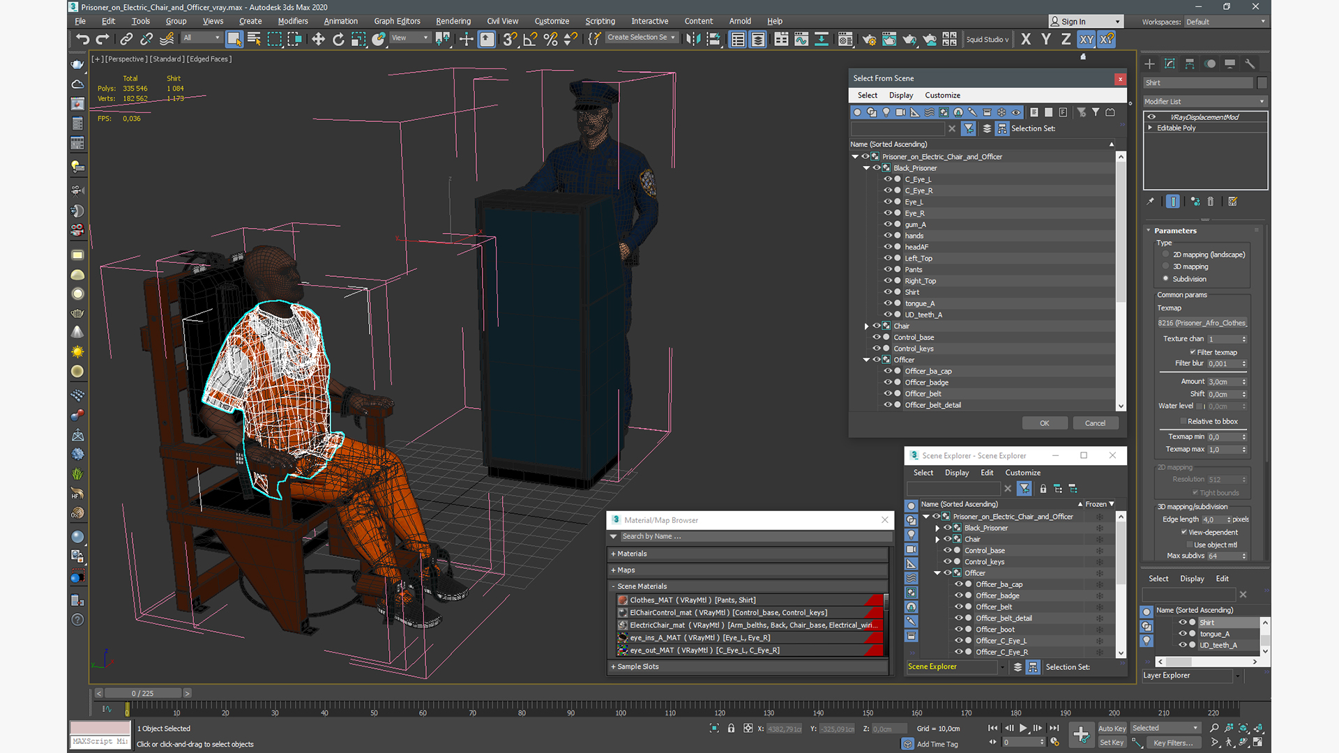 3D Prisoner on Electric Chair and Officer model