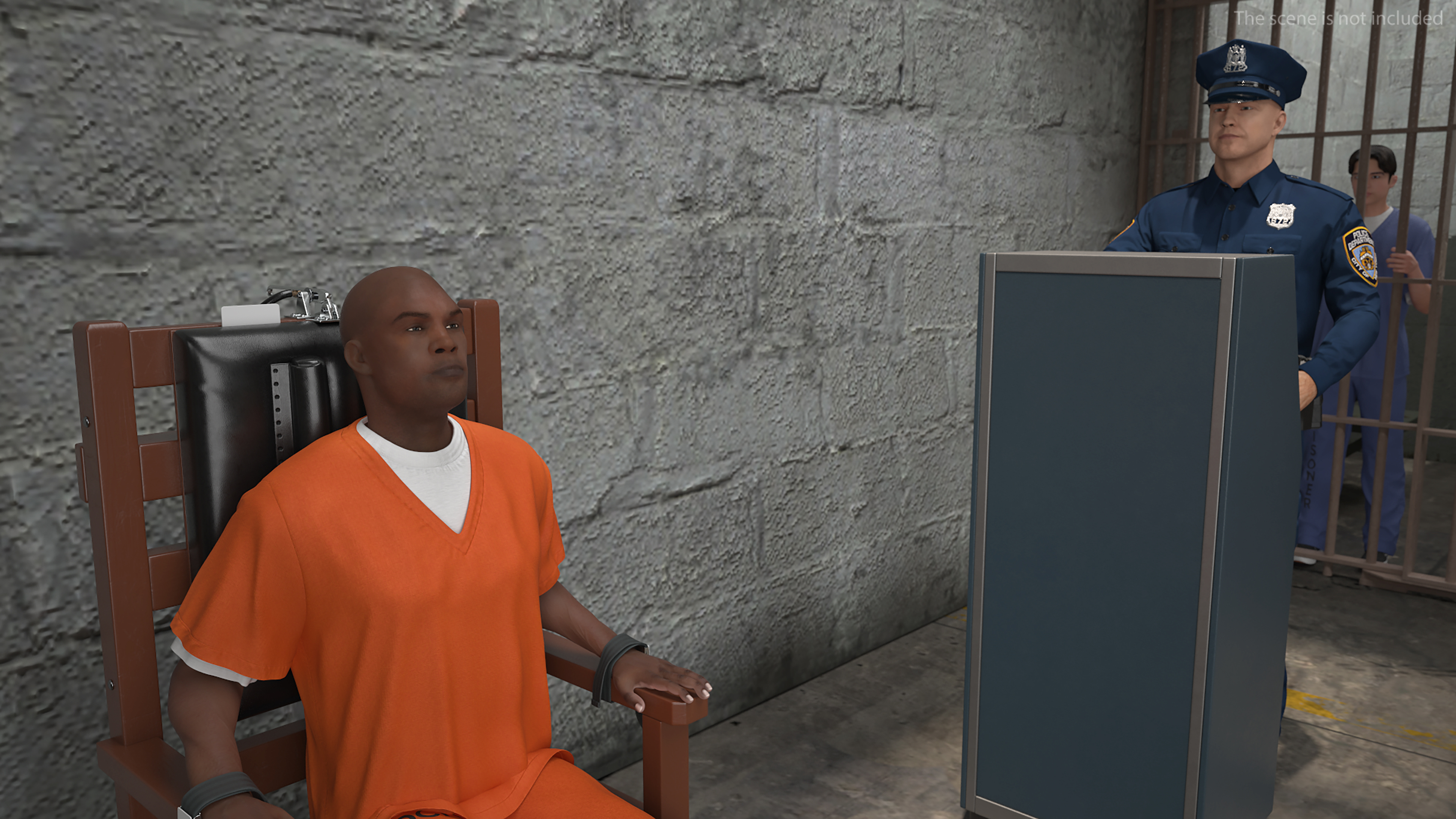 3D Prisoner on Electric Chair and Officer model