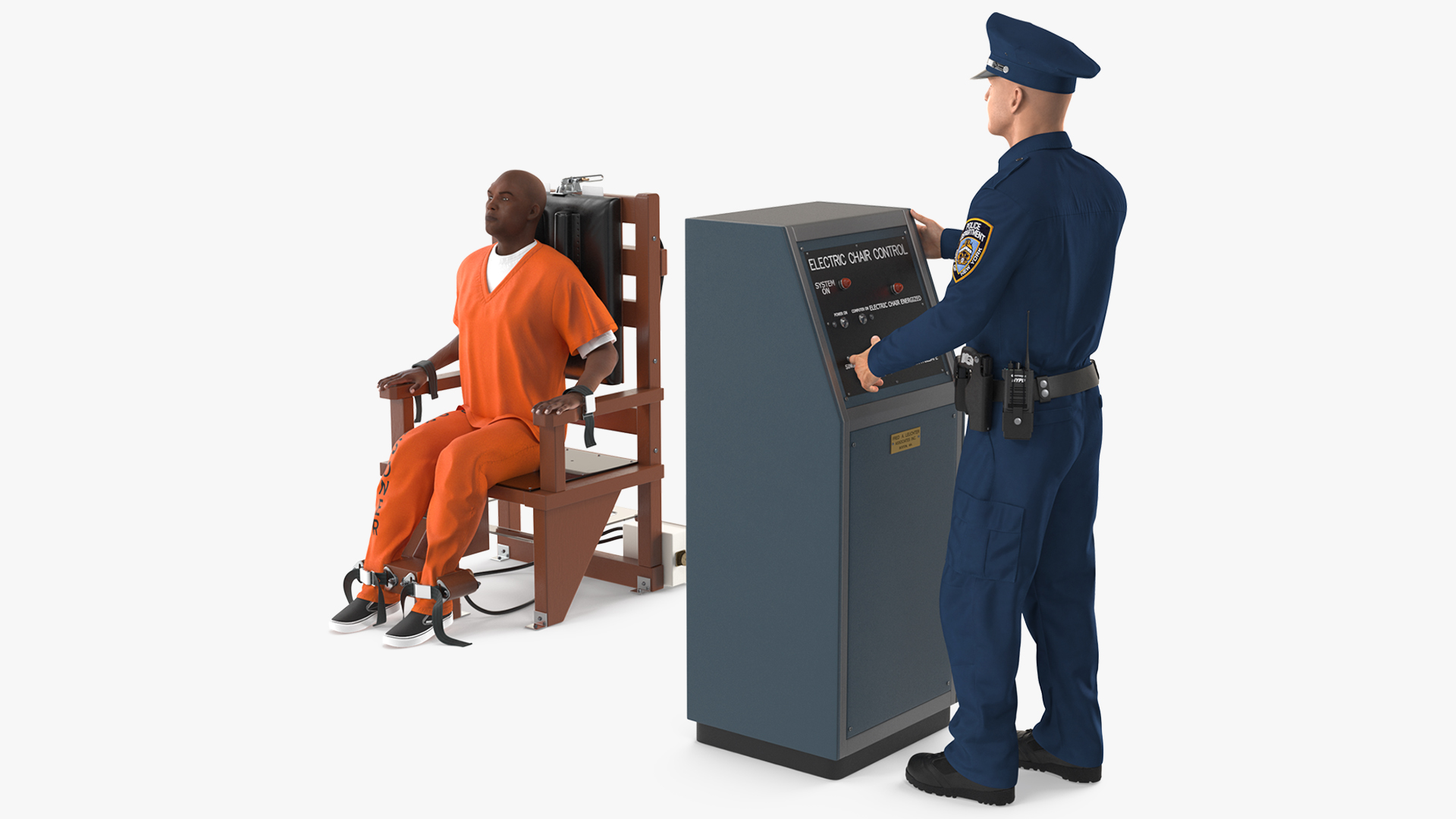 3D Prisoner on Electric Chair and Officer model