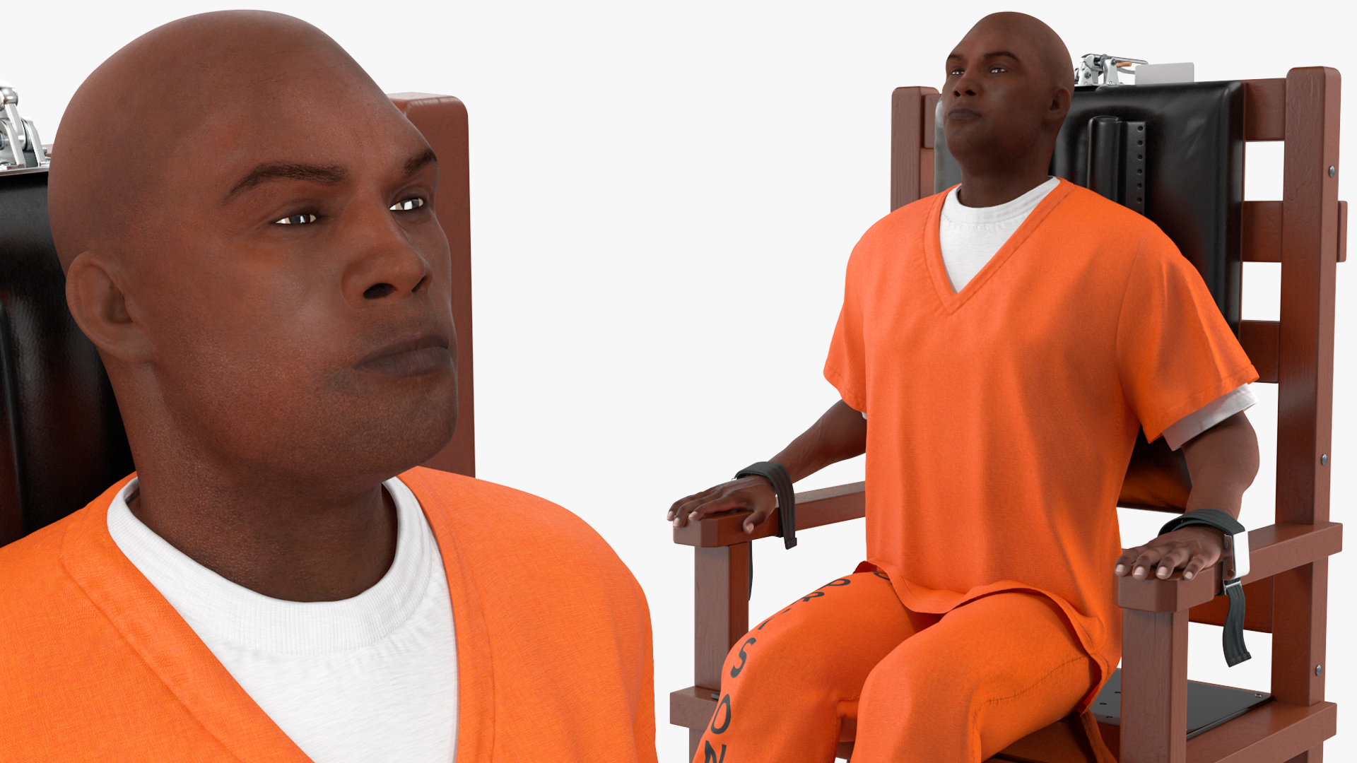 3D Prisoner on Electric Chair and Officer model