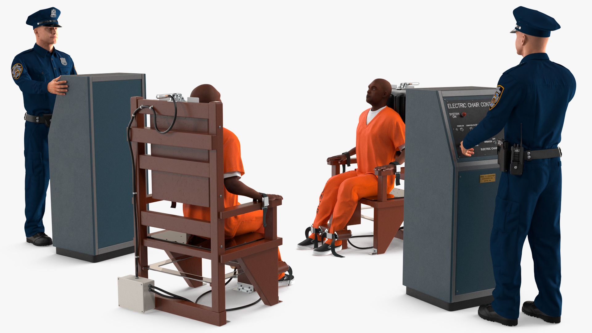 3D Prisoner on Electric Chair and Officer model