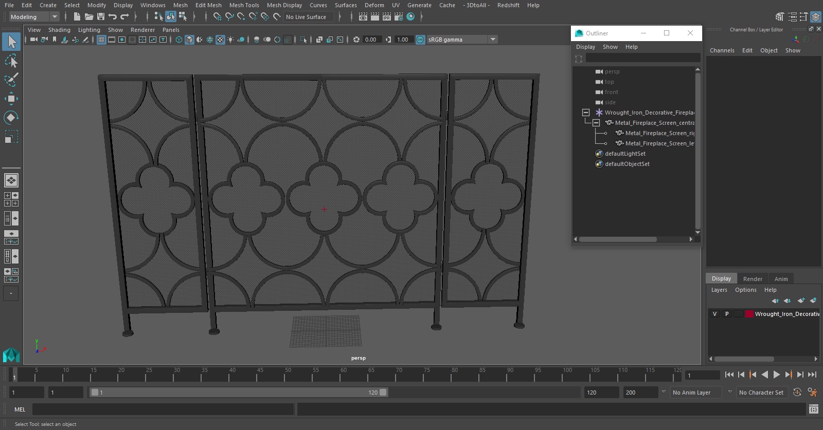 3D model Wrought Iron Decorative Fireplace Screen