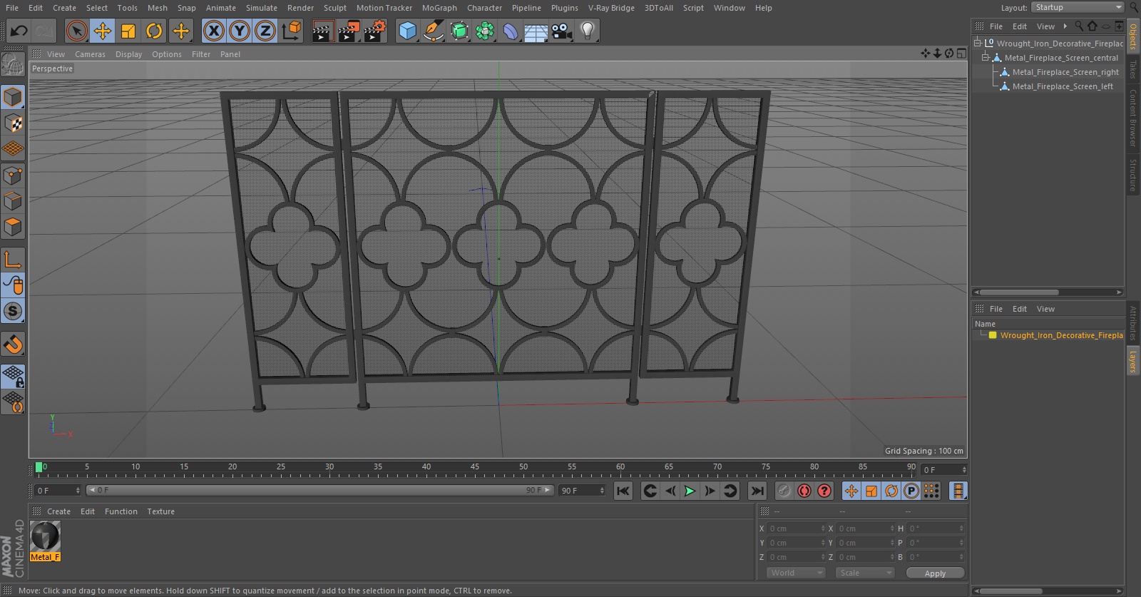 3D model Wrought Iron Decorative Fireplace Screen