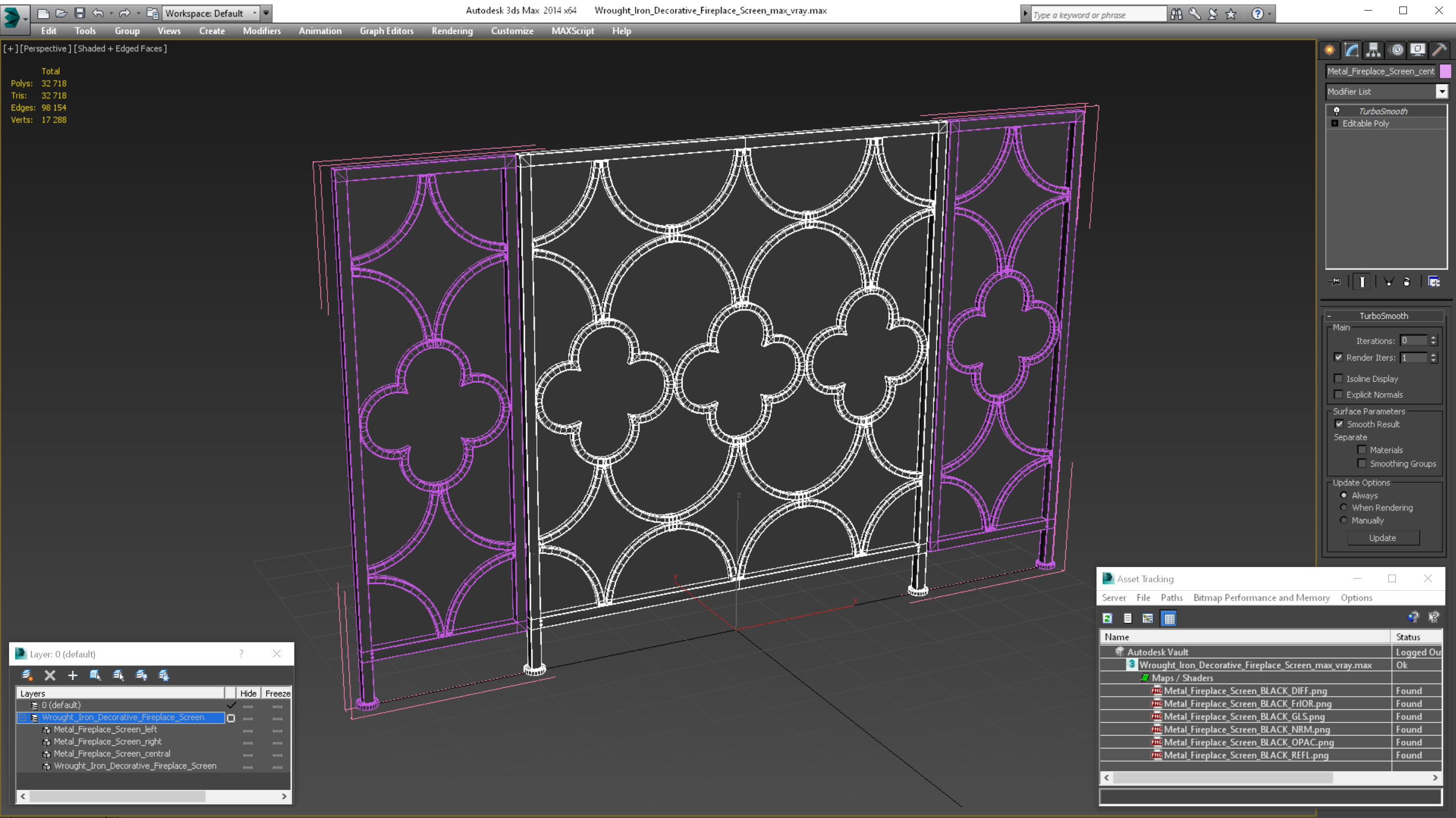 3D model Wrought Iron Decorative Fireplace Screen