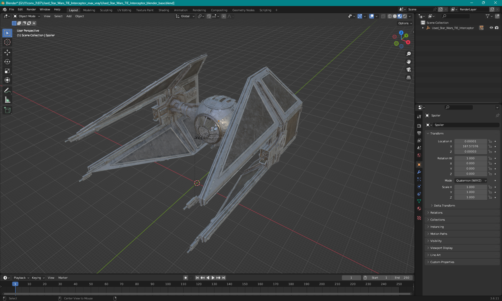 3D model Used Star Wars TIE Interceptor