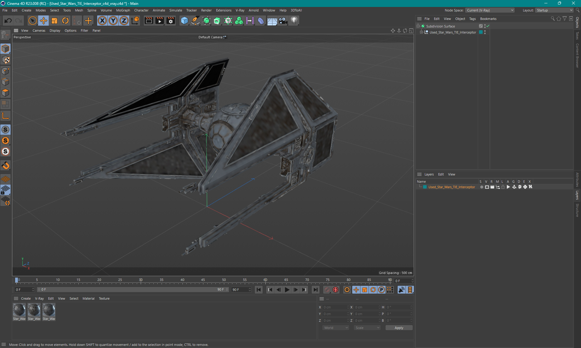 3D model Used Star Wars TIE Interceptor