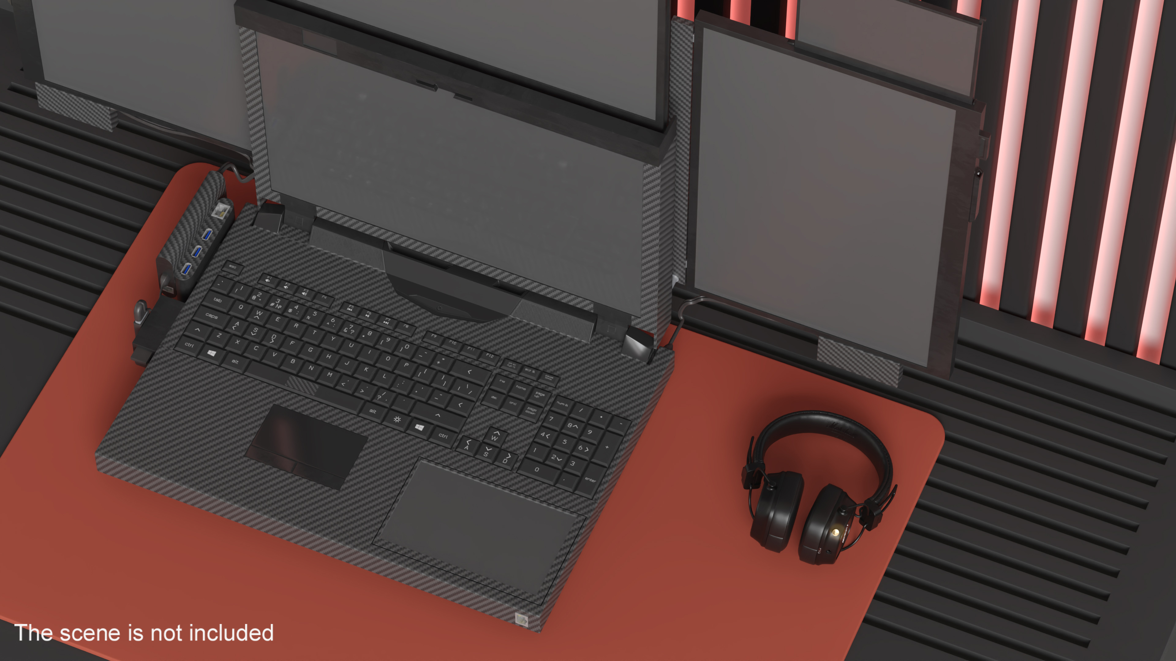 Professional Laptop with 6 Screens 3D model