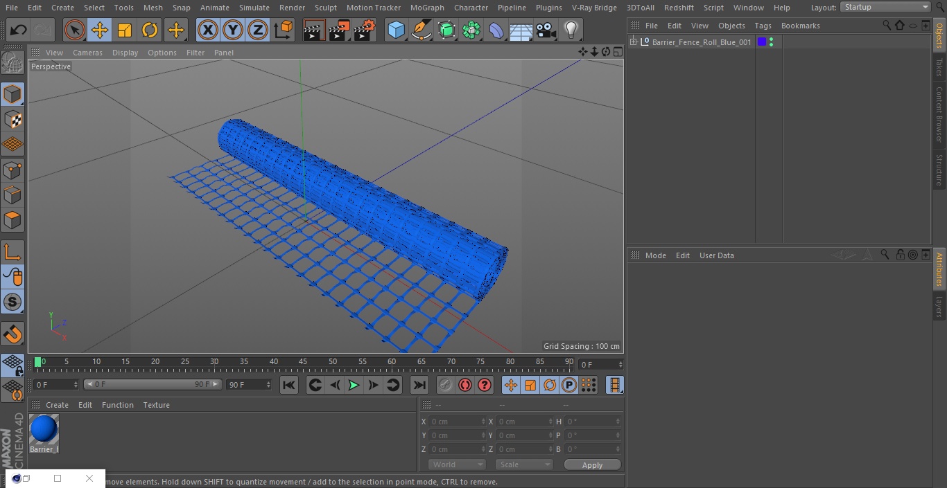 3D Barrier Fence Roll Blue model