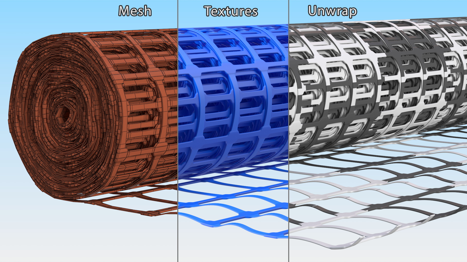 3D Barrier Fence Roll Blue model