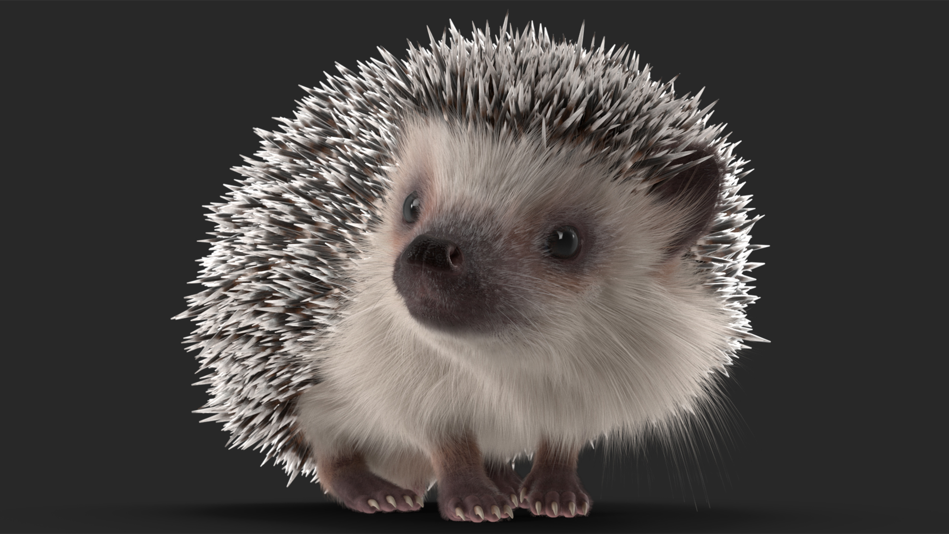 White Standing Hedgehog Fur 3D